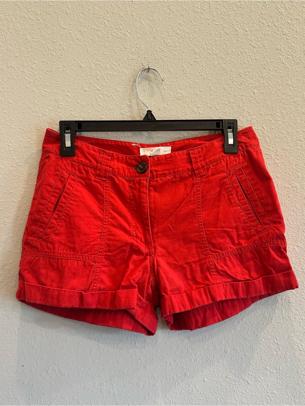 XXI Essentials Red Cotton Shorts Size 4 Casual Summer Coastal